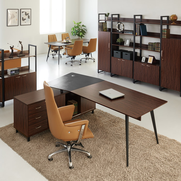 중역 흑단 마이스터 사무실 책상 세트 (투톤 커브) 사무용가구, 사무실책상, 회의실책상, 사무실파티션